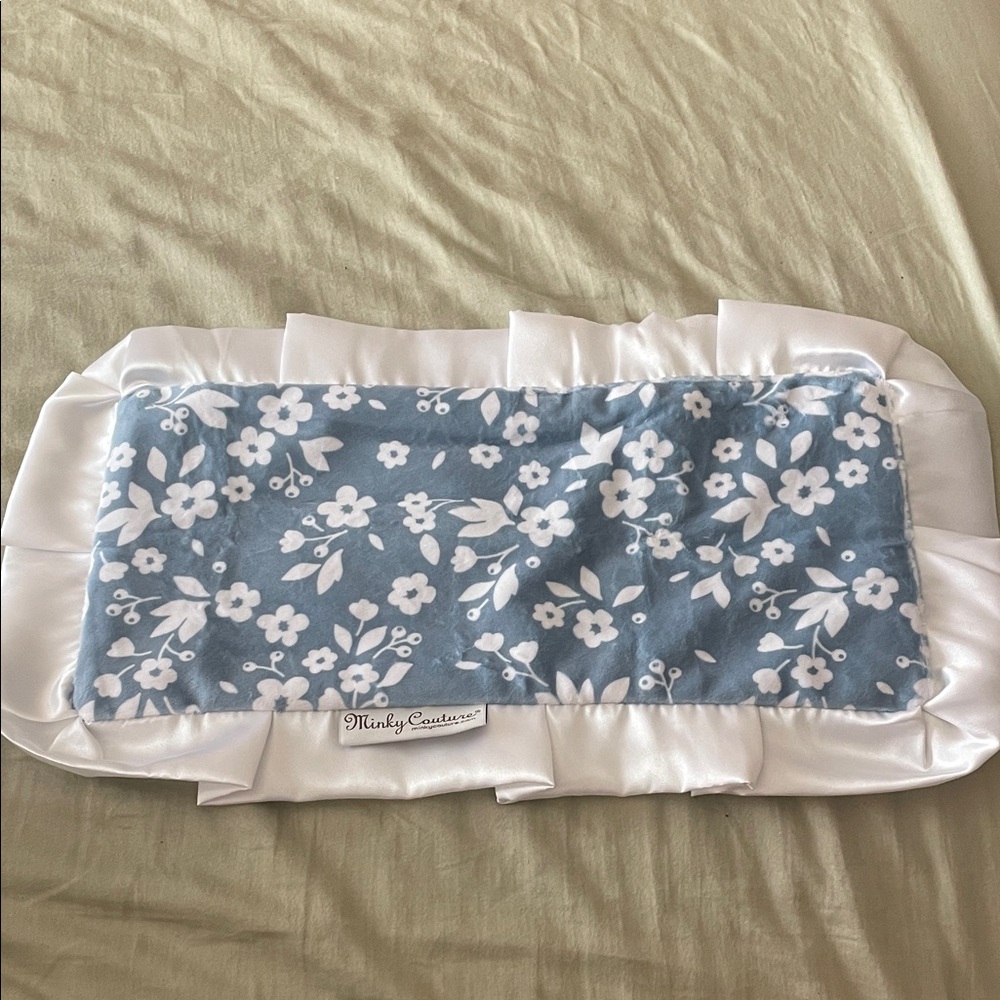Minky Couture Blue Floral security blanket or burp cloth